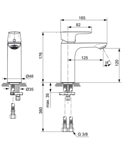 Смеситель для раковины без донного клапана Ideal Standard Connect Air Grande Project A7055AA