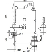 Смеситель для раковины Cezares Margot MARGOT-LSM2-03/24-Bi Золото 24 карат