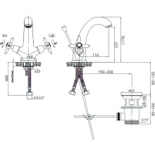 Смеситель для раковины Cezares Nostalgia-LS1-03/24 Золото 24 карат