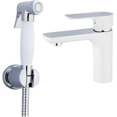 Смеситель для раковины Gappo G48 G1048-1 с гигиеническим душем Белый Хром