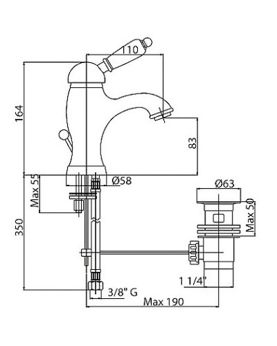 Смеситель для раковины Cezares Vintage VINTAGE-LSM1-03/24-Sw Золото 24 карат