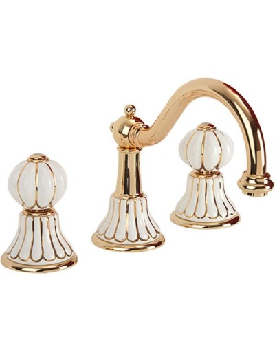 Смеситель для раковины Migliore Olivia 19031 Белый Золото декор Золото