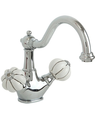 Смеситель для раковины Migliore Olivia 19016 Хром Белый декор Платина