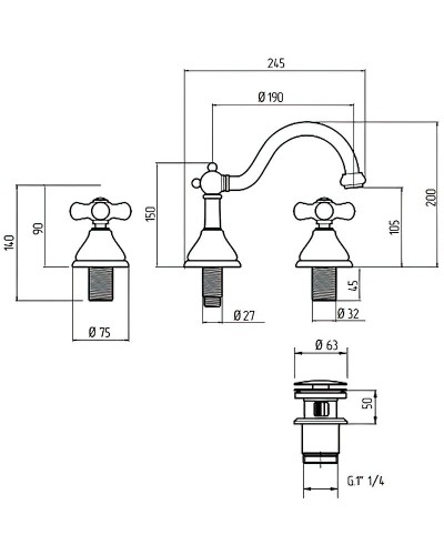Смеситель для раковины Migliore Provance 19467 Бронза