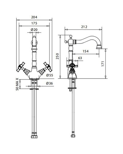 Смеситель для раковины Migliore Princeton 19388 Медь