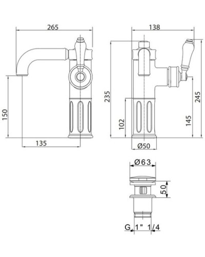 Смеситель для раковины Migliore Ermitage 25003 Золото