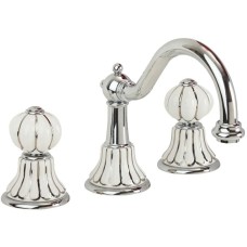 Смеситель для раковины Migliore Olivia 19015 Хром Белый с декором Платина