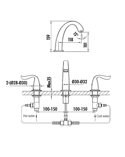 Смеситель для раковины Creavit Giza GZ1503G Золото