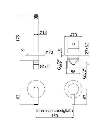 Смеситель для раковины Paffoni Light LIG006HG70 Золото медовое