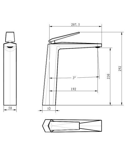 Смеситель для раковины Boheme Venturo 372-SGM Оружейная сталь глянцевая