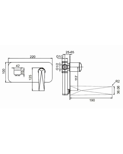 Смеситель для раковины Boheme Venturo 375-SGM Оружейная сталь глянцевая