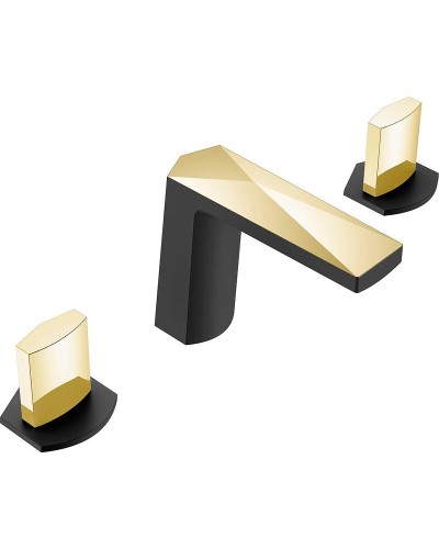 Смеситель для раковины Boheme Venturo 150-BG-ICE Черный матовый Золото