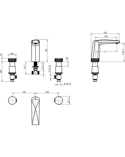 Смеситель для раковины Boheme Venturo 150-GM-DIAMOND Оружейная сталь