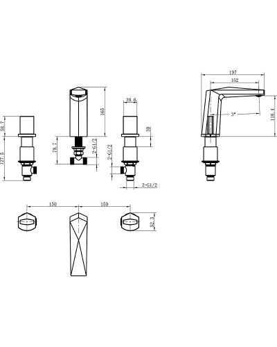 Смеситель для раковины Boheme Venturo 150-WG-ICE Белый Золото