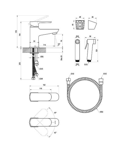 Смеситель для раковины Ravak BM X070165 с гигиеническим душем Хром
