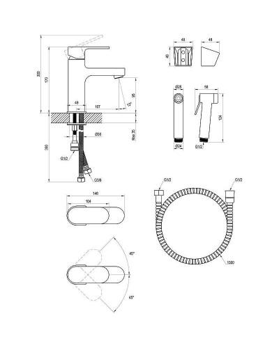 Смеситель для раковины Ravak Chrome-CR X070167 с гигиеническим душем Хром
