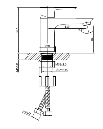 Смеситель для раковины AltroBagno Diretto 0107 Bi