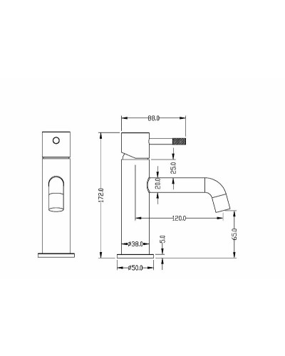Смеситель для раковины Boheme Uno 461-BCR Черный матовый Хром