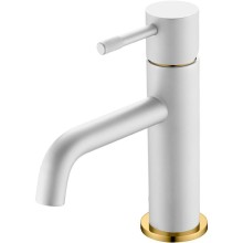 Смеситель для раковины Boheme Uno 461-WG Белый матовый Золото