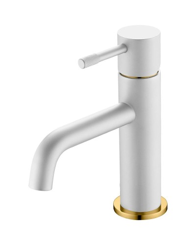 Смеситель для раковины Boheme Uno 461-WG Белый матовый Золото