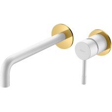 Смеситель для раковины Boheme Uno 465-WG Белый матовый Золото