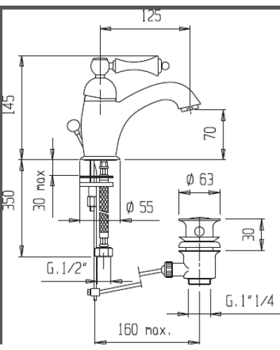 Смеситель для раковины с донным клапаном CEZARES MARGOT-LSM1-BIO