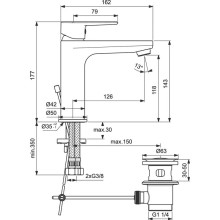 Смеситель для раковины Ideal Standard Tyria BC159HS Черный матовый Хром