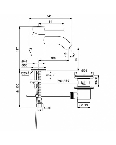 Смеситель для раковины Ideal Standard Ceraline BC203U5 Белый матовый Хром