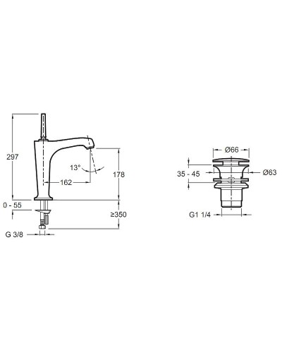 Смеситель для раковины Jacob Delafon Margaux E16231-4 Хром