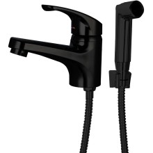 Смеситель для раковины Orange OneLife P01-022b с гигиеническим душем Черный матовый