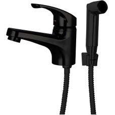 Смеситель для раковины Orange OneLife P01-022b с гигиеническим душем Черный матовый