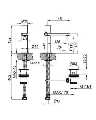 Смеситель для раковины с донным клапаном Noken Forma N199999383
