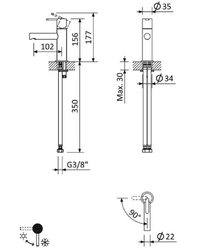 Смеситель для раковины Cezares Leaf LEAF-LSM1-NOP Черный матовый