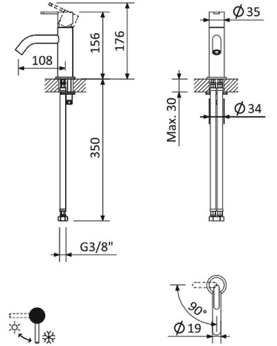 Смеситель для раковины Cezares Leaf LEAF-LSM2-NOP Черный матовый