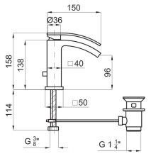 Смеситель для раковины с донным клапаном Noken Imagine N169010001