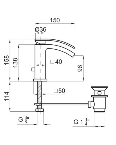 Смеситель для раковины с донным клапаном Noken Imagine N169010001