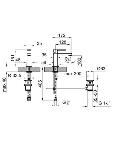 Смеситель для раковины с донным клапаном Noken Irta N161010001