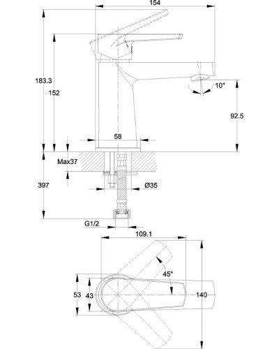 Смеситель для раковины Cersanit Moduo 64094 Хром