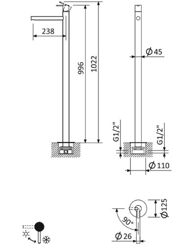 Смеситель для раковины Cezares Leaf LEAF-TVP-01-W0 Хром