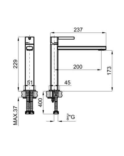 Смеситель для раковины без донного клапана Noken NK Concept N199999455
