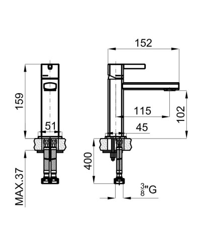 Смеситель для раковины без донного клапана Noken NK Concept N199999531