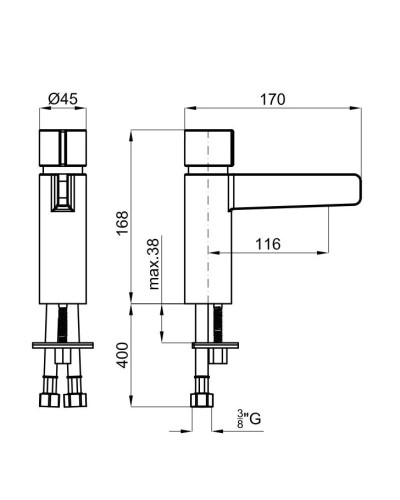 Смеситель для раковины без донного клапана Noken Pure Line N199999255