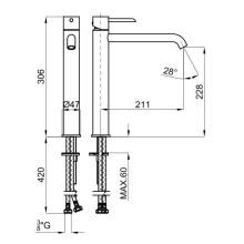 Смеситель для раковины без донного клапана Noken Round N199999093