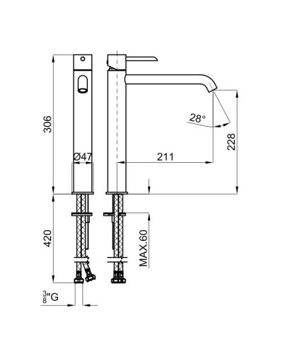 Смеситель для раковины без донного клапана Noken Round N199999093
