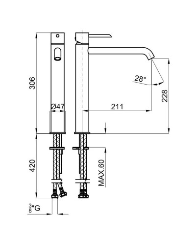 Смеситель для раковины без донного клапана Noken Round N199999092