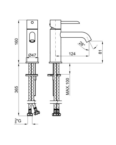Смеситель для раковины без донного клапана Noken Round N199999103