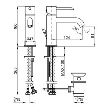 Смеситель для раковины с донным клапаном Noken Round N199999102