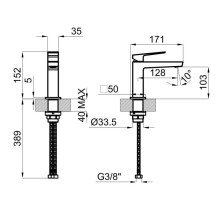 Смеситель для раковины без донного клапана Noken Square N199998925