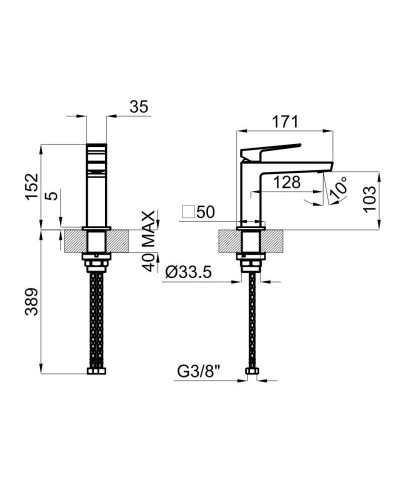 Смеситель для раковины без донного клапана Noken Square N199998925