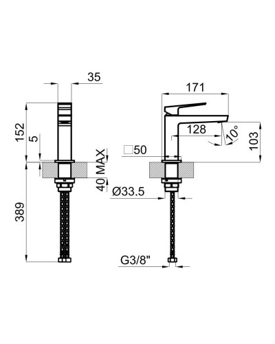 Смеситель для раковины без донного клапана Noken Square N199998924
